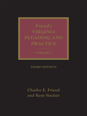 cover image of Friend's Virginia Pleading and Practice